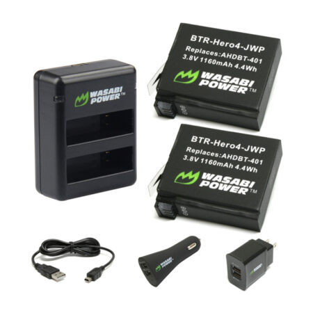Kit de Cargadores + 2 Baterías Wasabi Power para GoPro Hero 4